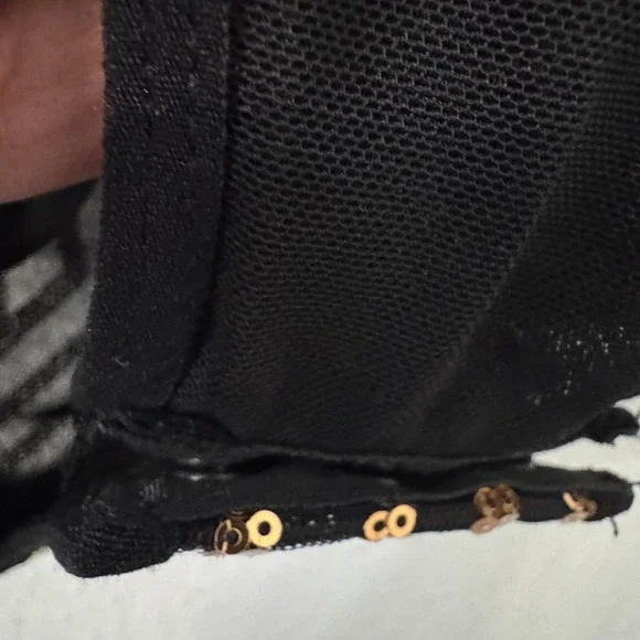 Black Fuchsia Gold Sequin Geometric Mesh Bodysuit NWT Small Art Deco Glam - Picture 6 of 6